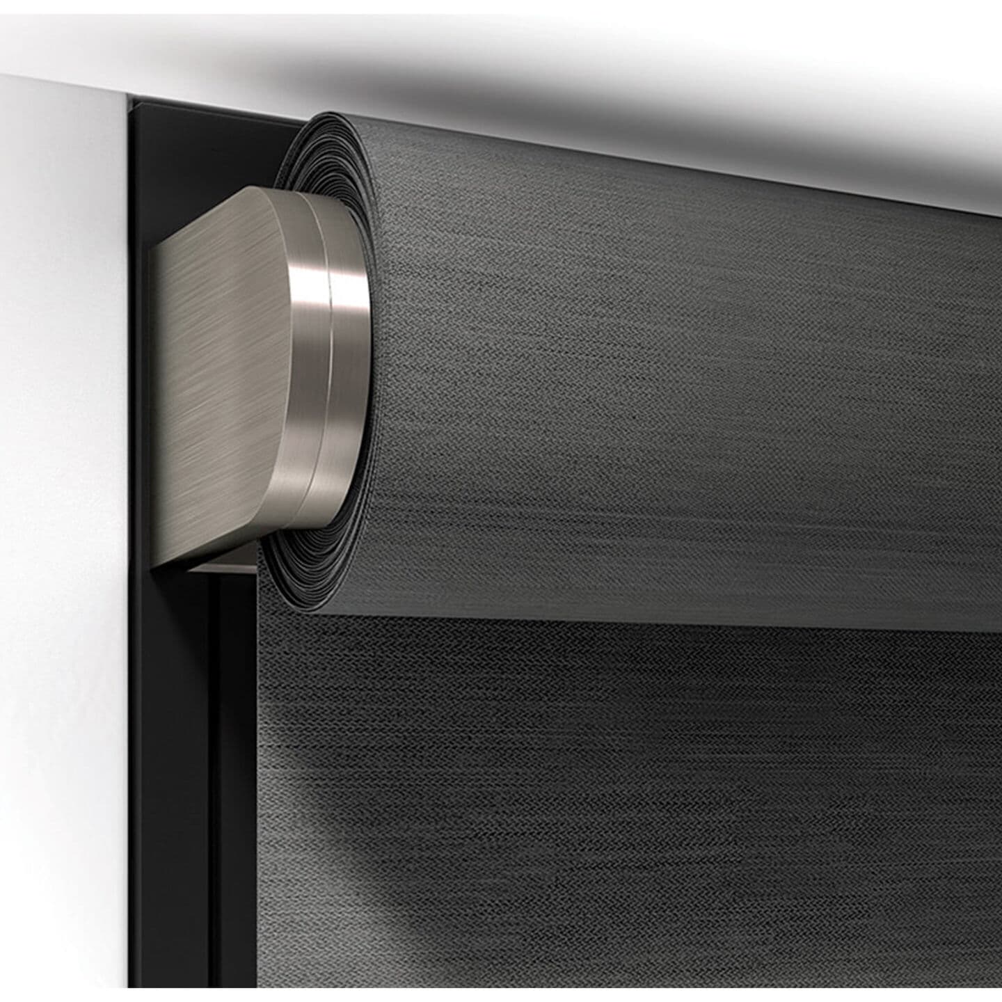 Lutron Palladiom open-roll shades on architectural glass